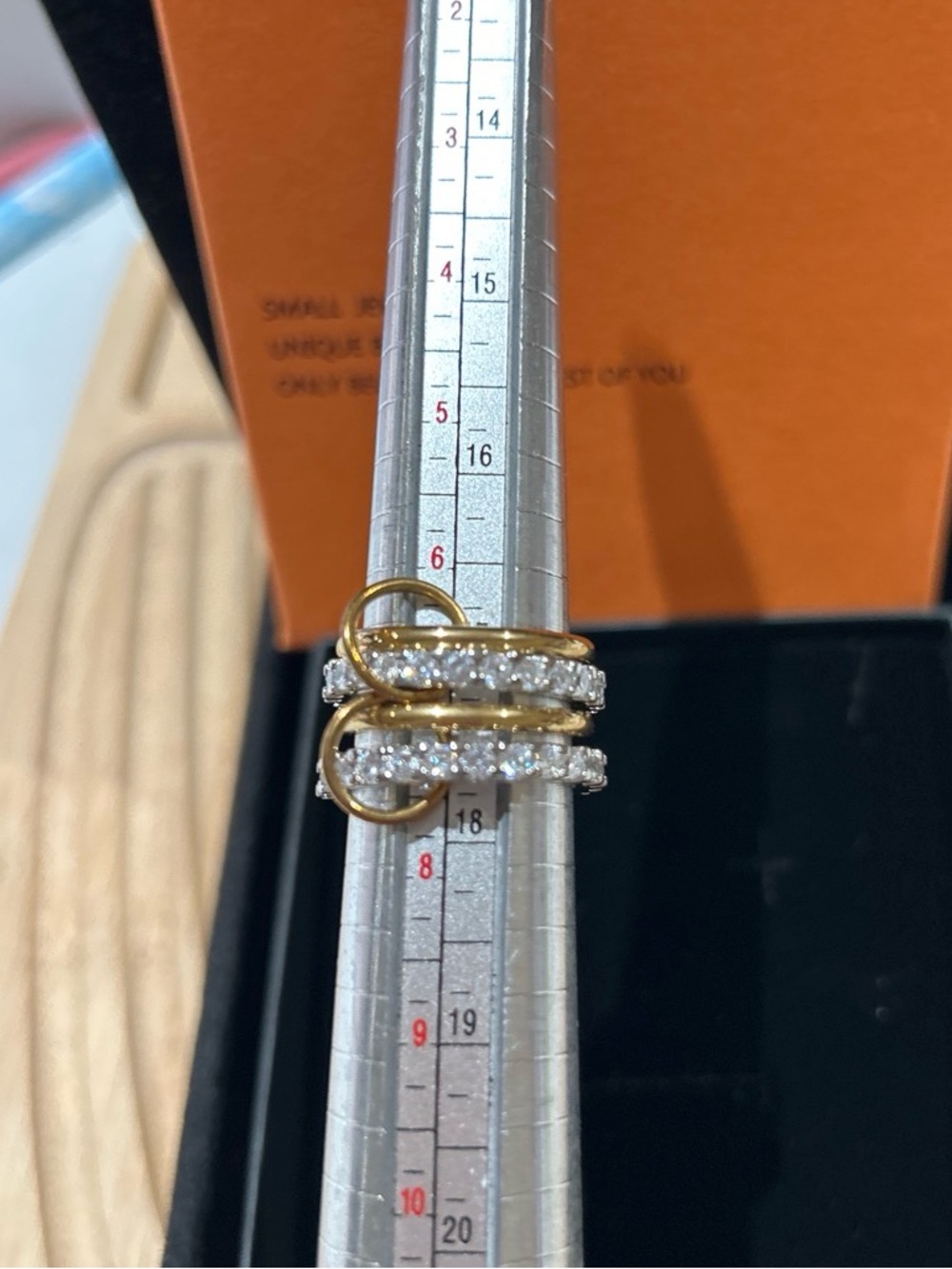 Gold color and White Crystal Stackable Women’s Ring around 6.5-7.5